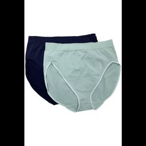 Breezies Women's 2-Pack Shimmer Stripe Seamless Hi-Cut Panties Adobe -